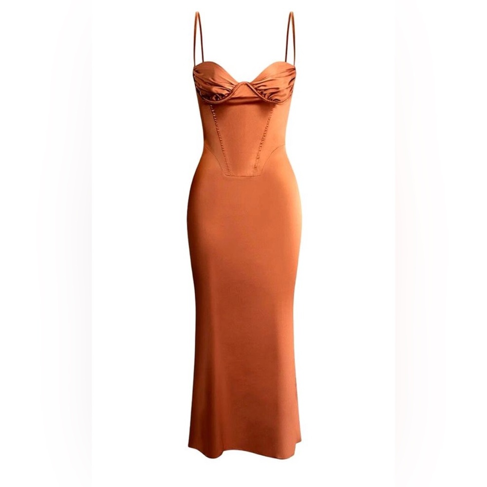 Copper corset style slip dress